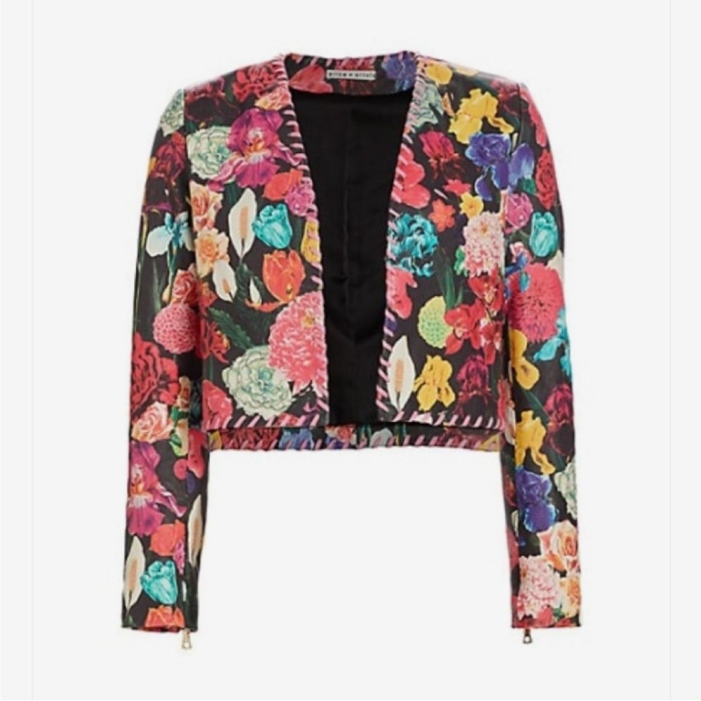 Alice + Olivia Zeta Floral Multicolor Leather Jacket - Picture 10 of 10